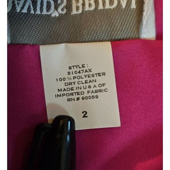 David's Bridal Deep Hot Pink Sleeveless Satin V-Neck Dress with Slim Skirt Size - Picture 6 of 6